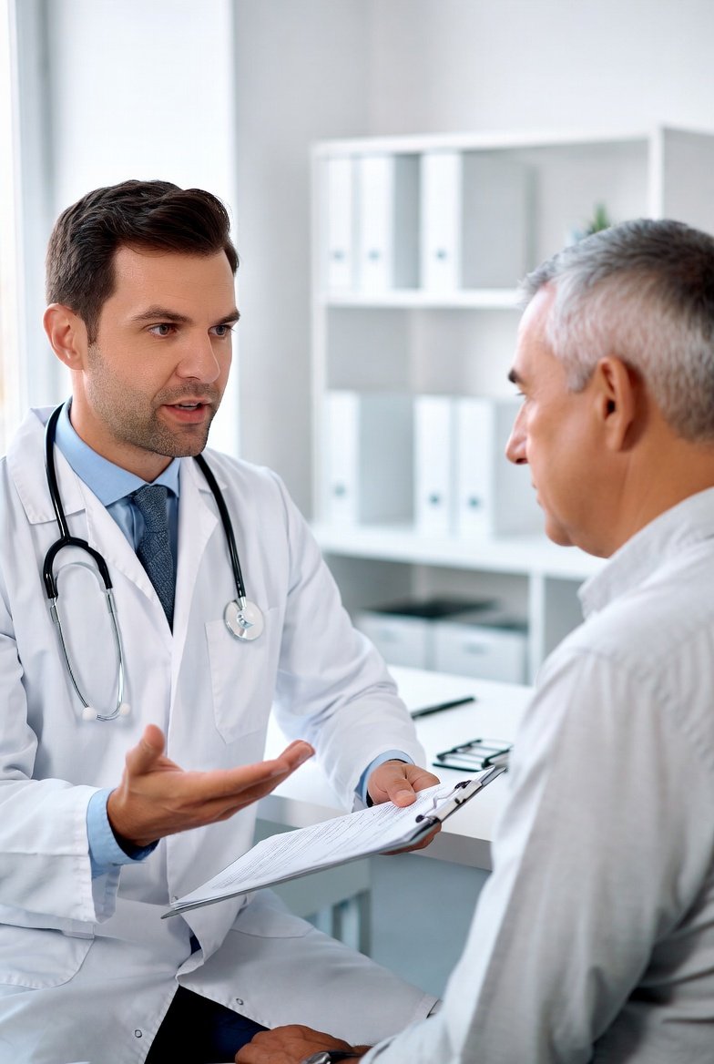 Doctor explaining prostate health to a patient
